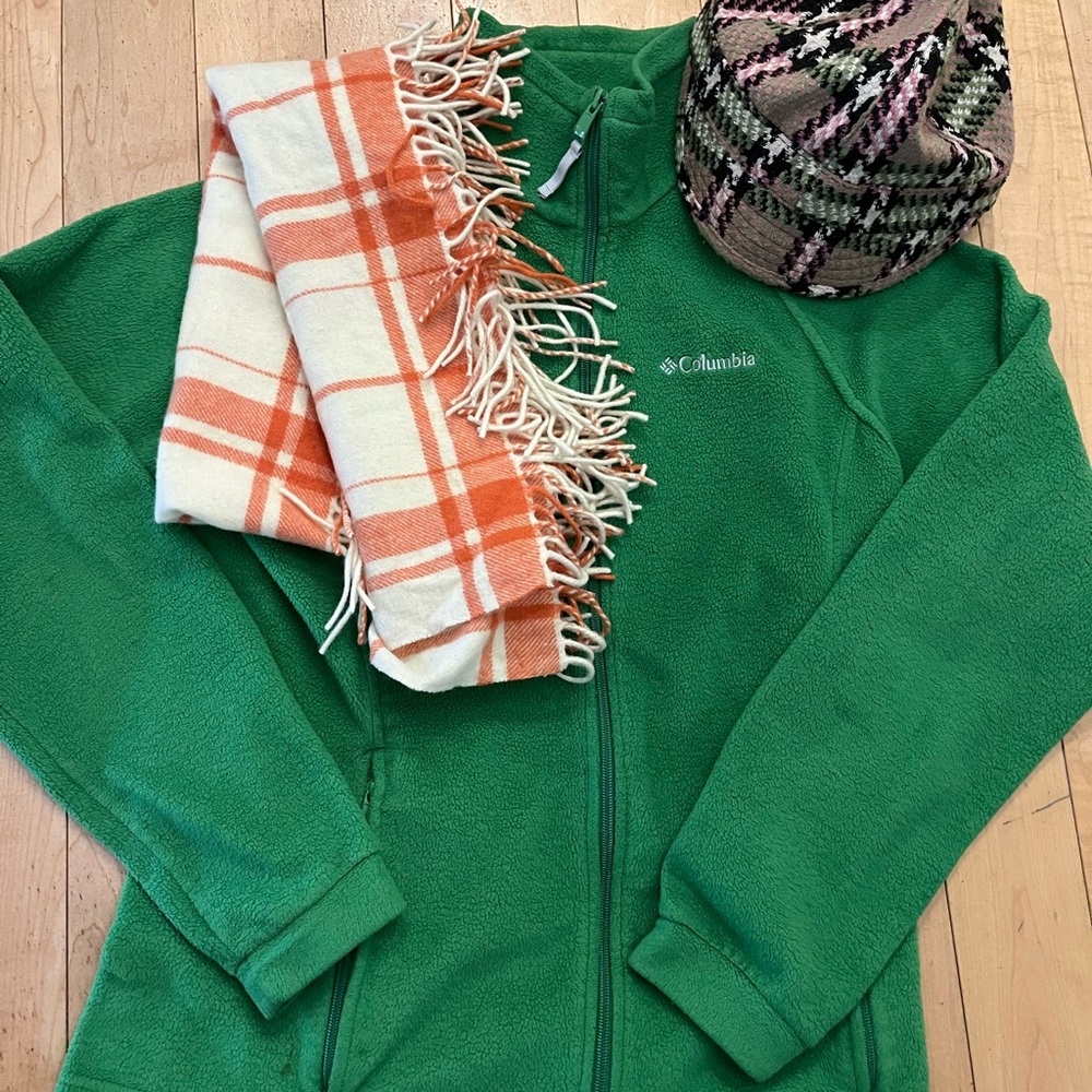 Banana Republic Vibrant Orange and Cream Plaid Scarf